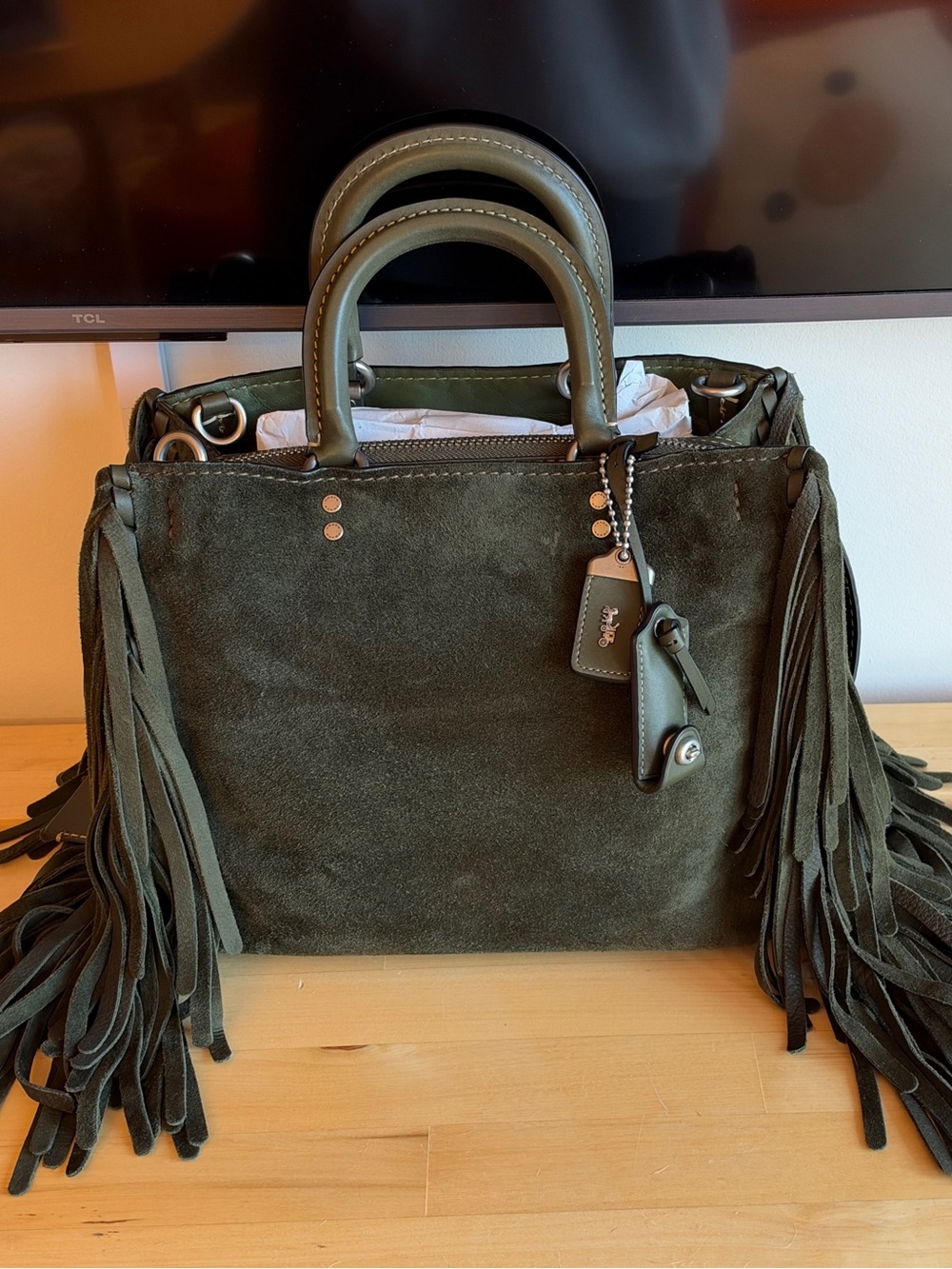 Coach Rogue Suede Fringe 30 Colour Fern